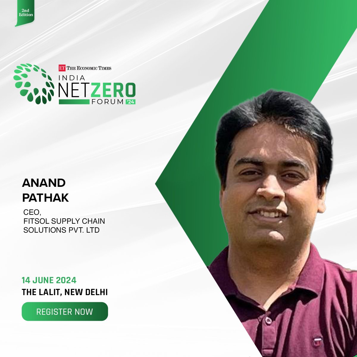 #SpeakerAnnouncement Anand Pathak, CEO, Fitsol Supply Chain Solutions Pvt. Ltd joins us at #ETIndiaNetZero to explore the pivotal nexus of economic growth, technology, and sustainability. Register Now: bit.ly/4a9Nbek #ETEnergyWorld #energy #sustainability #future