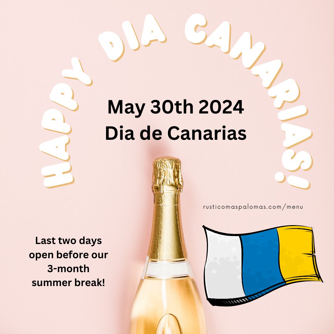RusticoTapas's tweet image. We are open on Dia Canarias, and this is the last chance to dine with on the last two days in May before our 3-month summer break. Come and enjoy a delicious tapas evening with us! rusticomaspalomas.com/menu