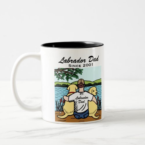 HappyLabradors's tweet photo. Two Yellow Labradors and Dad Two-Tone Coffee Mug #retriever, #yellow #labrador, #yellow #lab #TwoToneCoffeeMug https://t.co/4aKQf53HWP #Father'sDay #labdad #labradordad https://t.co/hpmz03gblJ