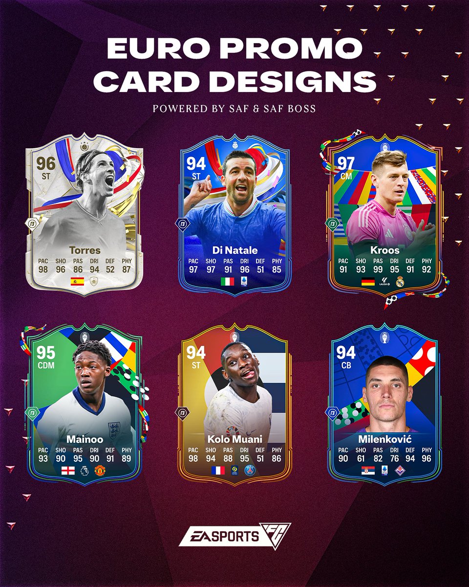 Here are all the new EURO 2024 themed promo cards

Which one is your favourite 🤔

#FC24 | #Euro2024 | @SAF__Boss