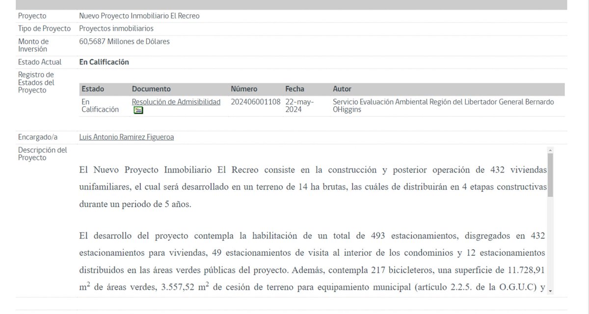 Atentos en #Machali por nuevo inmobiliario, El Recreo, que ingresa a evaluación ambiental en la mega saturada avenida san juan, 432 nuevas viviendas. a contar de #junio se debe pedir Participación Ciudadana. #Machalí #Rancagua  revise detalles
seia.sea.gob.cl/expediente/fic…