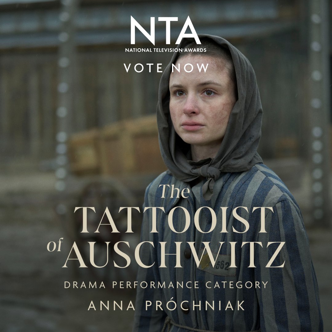 We are thrilled #TheTattooistofAuschwitz is longlisted for 'New Drama' along with Jonah Hauer-King & Anna Prochniak nominated for 'Drama Performance' at this year's National TV Awards! Vote now to help us reach the shortlist: nationaltvawards.com/vote