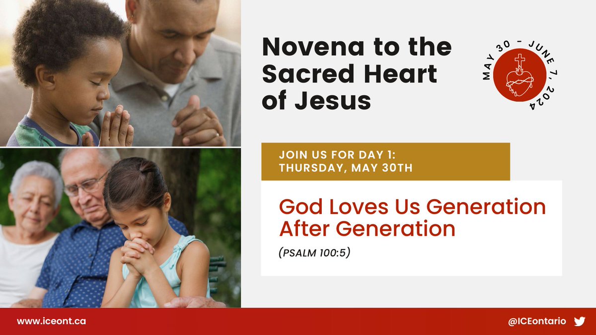 Day 1 - Novena to the Sacred Heart of Jesus. ❤️ All are invited to pray with us as we begin our Novena to the Sacred Heart of Jesus. 🙏 iceont.ca/novena/day-one/