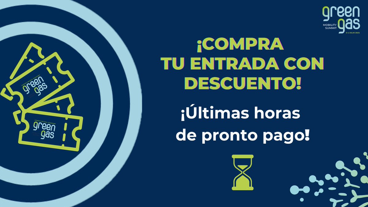 ¿Aún no tienes tu entrada para #GreenGasMobilitySummit2024?
¡𝐔́𝐥𝐭𝐢𝐦𝐚𝐬 𝐡𝐨𝐫𝐚𝐬 𝐩𝐚𝐫𝐚 𝐜𝐨𝐦𝐩𝐫𝐚𝐫 𝐭𝐮 𝐞𝐧𝐭𝐫𝐚𝐝𝐚 𝐜𝐨𝐧 𝐝𝐞𝐬𝐜𝐮𝐞𝐧𝐭𝐨! 👉ow.ly/JyCJ50ROEyL
➡ Consulta el programa: 👉 ow.ly/g7Yq50ROEyM