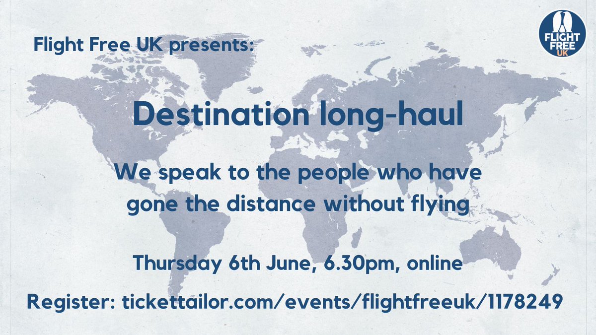 Our event is next week! Join us online to hear exciting and inspirational tales of long-haul flight-free travel, either to fuel your own adventure ideas, or to give you the ultimate armchair travel experience. 6.30pm, 6th June, online. Register now: tickettailor.com/events/flightf…