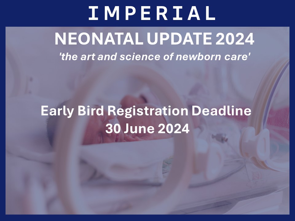 Early bird tickets are still available for #neonatalupdate 2024.

See the full programme and register here
 bit.ly/NeonatalUpdate…

@ImperialMed @RCPCHtweets @BAPM_Official @thewomens @UENPS_EU @EFCNIwecare @LdnNeonatal @NWNeonatalODN @NUHNeonatal @swneonatal @NeonatalSociety