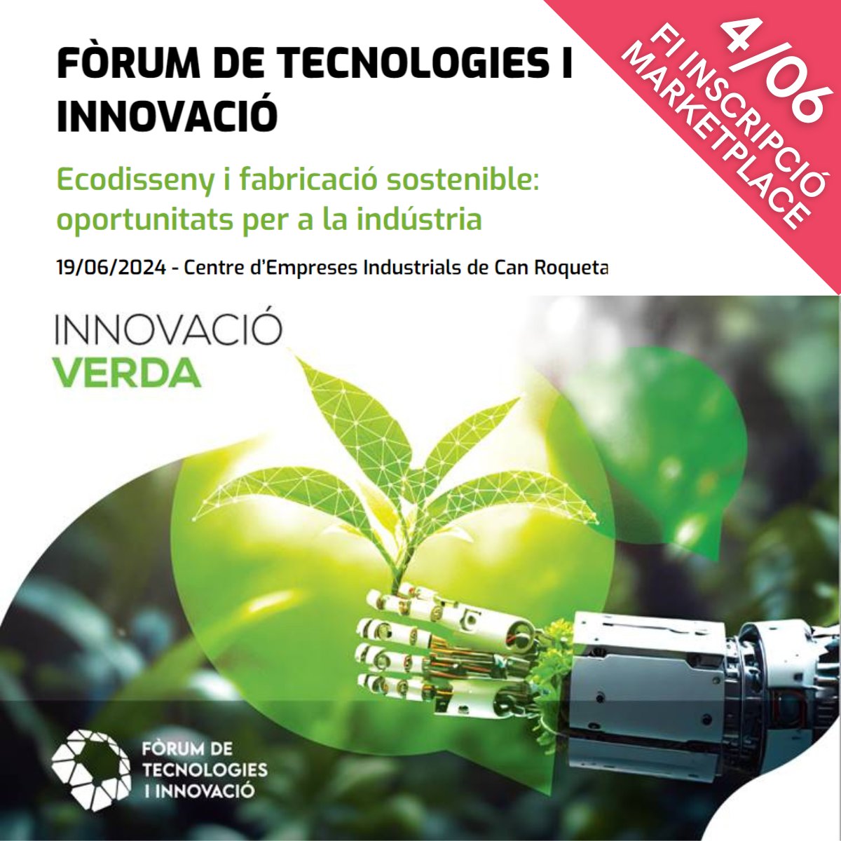 treballempresa's tweet photo. ⏰INSCRIPCIÓ OBERTA al MARKETPLACE 
👉fins al 4 de JUNY‼️

🍃Presenta'ns la teva INNOVACIÓ o SOLUCIÓ TECNOLÒGICA en l'àmbit de l'ecodisseny en la indústria!! 

Si ets empresa, agent investigador/a o persona emprenedora, t'interessa!

+INFO a https://t.co/PZgeaD7X25

#SBDEmpresa https://t.co/8WNZ3aBSyd
