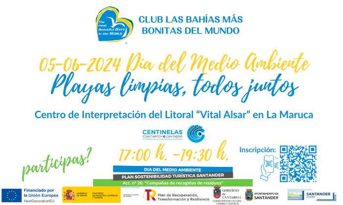 Plan Sostenibilidad Turística 
¿nos acompañas? próximo 5 de Junio, en el #DíadelMedioAmbiente organizamos conjuntamente con #CentinelasCantabria <a href="/CentinelasCW/">CentinelasCoastwatch</a>
una actividad de #sensibilización ambiental en el entorno de #LaMaruca #PlayasLimpiasTodosJuntos
#cleanbays2024
