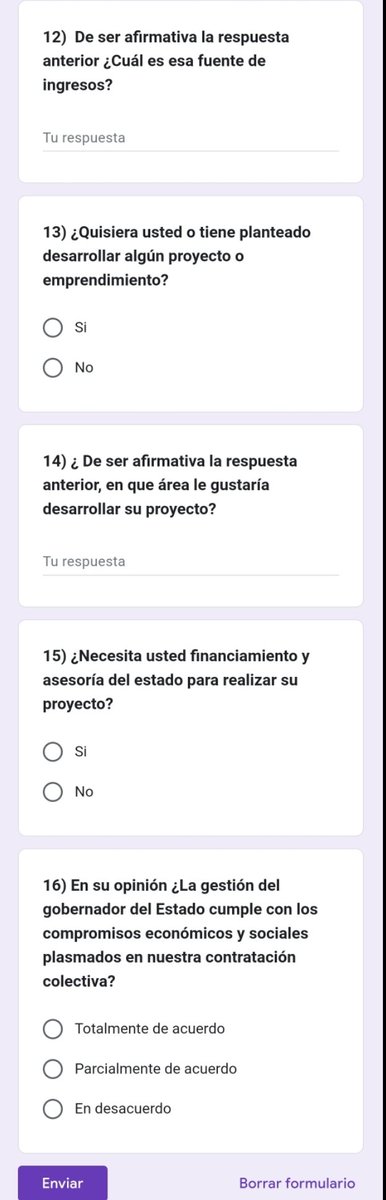 Encuesta de SUEPGEC para saber la situación actual en materia  Económico Social de los trabajadores al servicio del ejecutivo regional a traves del siguiente enlace:

forms.gle/ajbediC77Laqfd…