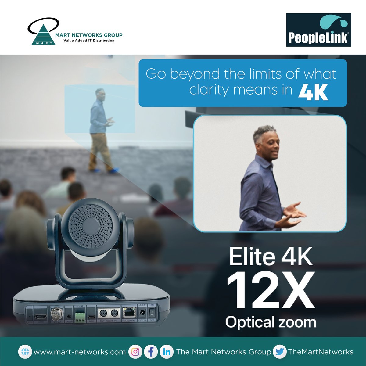 Peoplelink Elite 4k 12X Camera, which has a 4k
Read More: peoplelinkvc.com

Contact Us For More Inquires and Purchase: mart-networks.com/contact-us

#themartnetworksgroup #awardwinningdistributor #youronestopitdistributor #valueaddedservices #PeopleLink #Elite4k #12XCamera