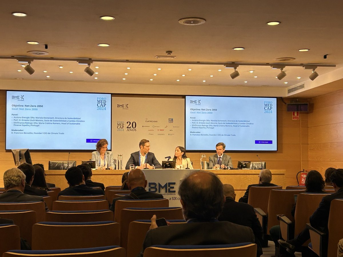 albertoroa's tweet photo. Terminan los paneles del #ForoMedcap con uno de los puntos fuertes del programa: las finanzas sostenibles, con representantes de @ClimateTrade, @PwC_Spain, @ACCIONAEnergia y @EthiFinance. https://t.co/VIYD9RFAHk