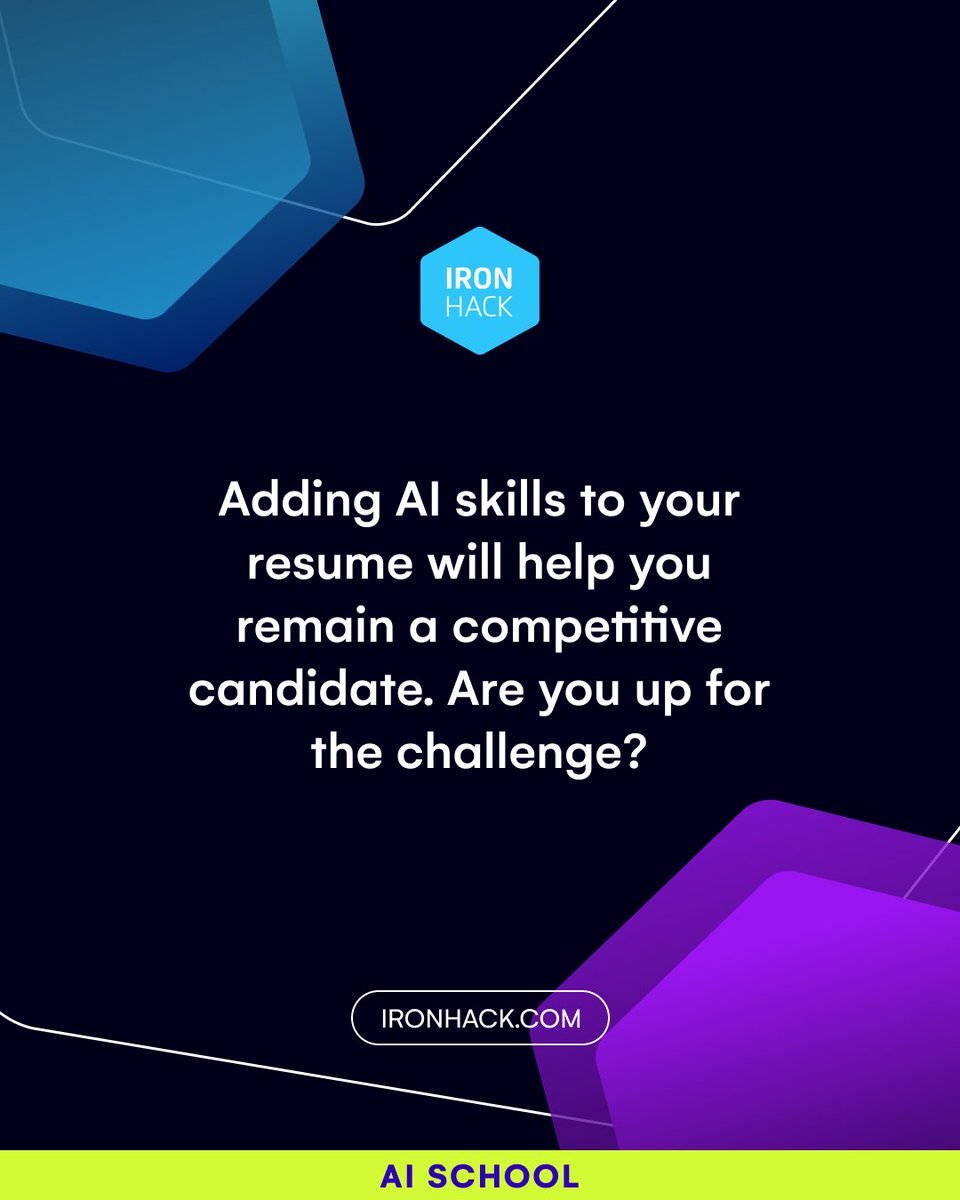 AI_Ironhack's tweet image. This is it: it&apos;s time to bite the bullet and sign up for our AI School courses (with a 30% discount) so that you can add these valuable (and highly demanded) skills to your resume, setting yourself apart from the competition in your next job application 👉 bit.ly/4aPKLS0