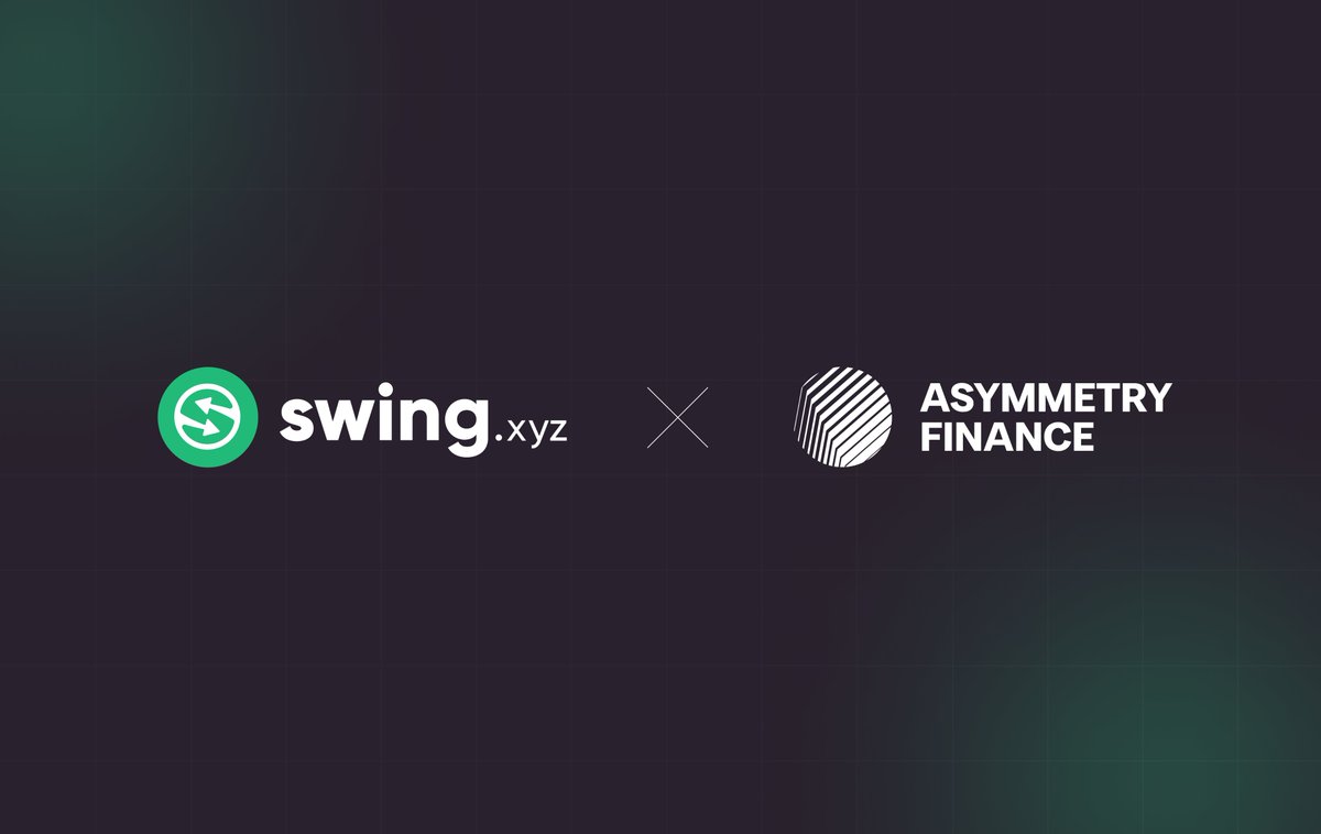 Swing | Unified Cross-chain UX 🤖 (@swing_xyz) on Twitter photo Thrilled to announce our new strategic partnership with <a href="/asymmetryfin/">Asymmetry (USDaf: LIVE!)</a>, a Structured Products Hub for liquid staking and restaking tokens! 🎉
We will be supercharging liquidity for $afCVX enabling users to tap into marketing leading yield on $CVX in 1-click.🖱 Thrilled to announce our new strategic partnership with <a href="/asymmetryfin/">Asymmetry (USDaf: LIVE!)</a>, a Structured Products Hub for liquid staking and restaking tokens! 🎉
We will be supercharging liquidity for $afCVX enabling users to tap into marketing leading yield on $CVX in 1-click.🖱