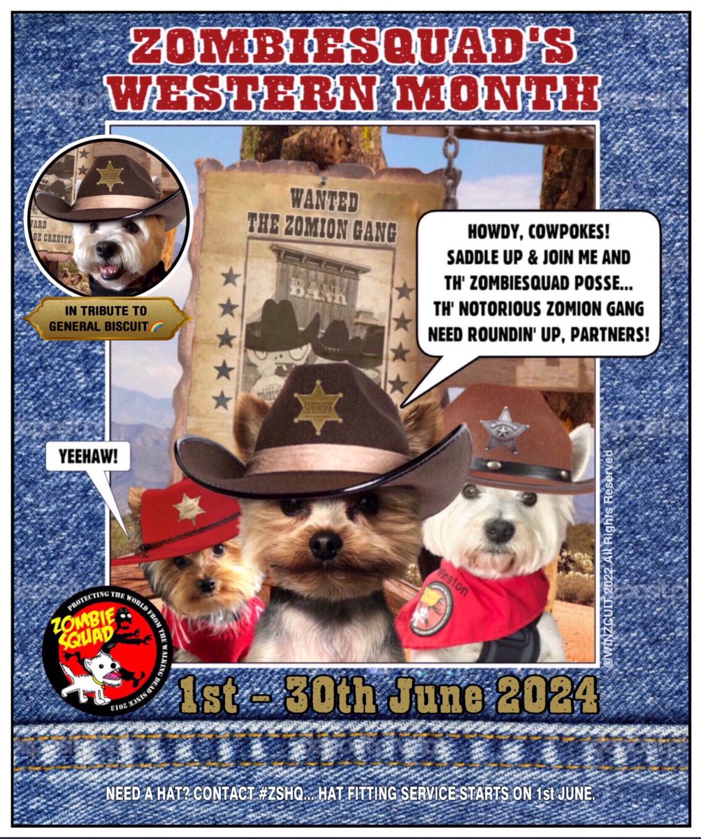 🤠 ITS FINALLY HERE! 🐴 Zombiesquad WESTERN MONTH, Yeehaw! 🐾 🐄 Hats available starting June 1st 👍🏼 just tweet #ZSHQ