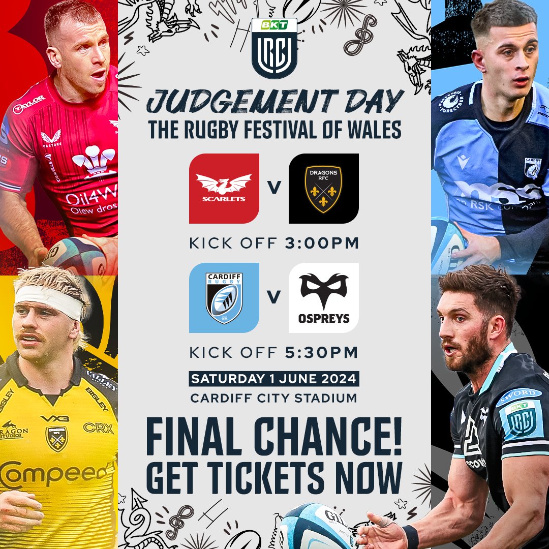 JUDGEMENT DAY COMPETITION 🎟️

You could win 2⃣ hospitality tickets to Judgement Day on Saturday. 

To enter the competition, simply like, tag who you would bring and retweet this post. Winner will be announced tomorrow at midday.

🛜  cardiffcitystadiumevents.co.uk

#AlwaysCardiff