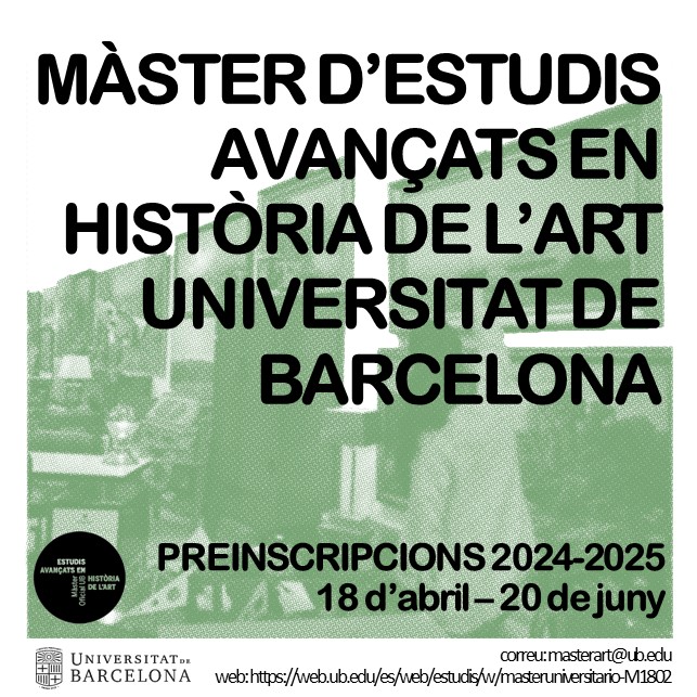 Màster en Estudis Avançats en Història de l'Art UB (@masterartub) on Twitter photo Estàs planificant els teus estudis més enllà del grau? les preinscripcions del Màster d'Estudis Avançats en Història de l'Art del <a href="/HistoriaArtUB/">Departament d'Història de l'Art</a> a la <a href="/GH_UB/">Facultat de Geografia i Història UB</a> encara estan obertes! FINS EL 20 DE JUNY!!!! Estàs planificant els teus estudis més enllà del grau? les preinscripcions del Màster d'Estudis Avançats en Història de l'Art del <a href="/HistoriaArtUB/">Departament d'Història de l'Art</a> a la <a href="/GH_UB/">Facultat de Geografia i Història UB</a> encara estan obertes! FINS EL 20 DE JUNY!!!!