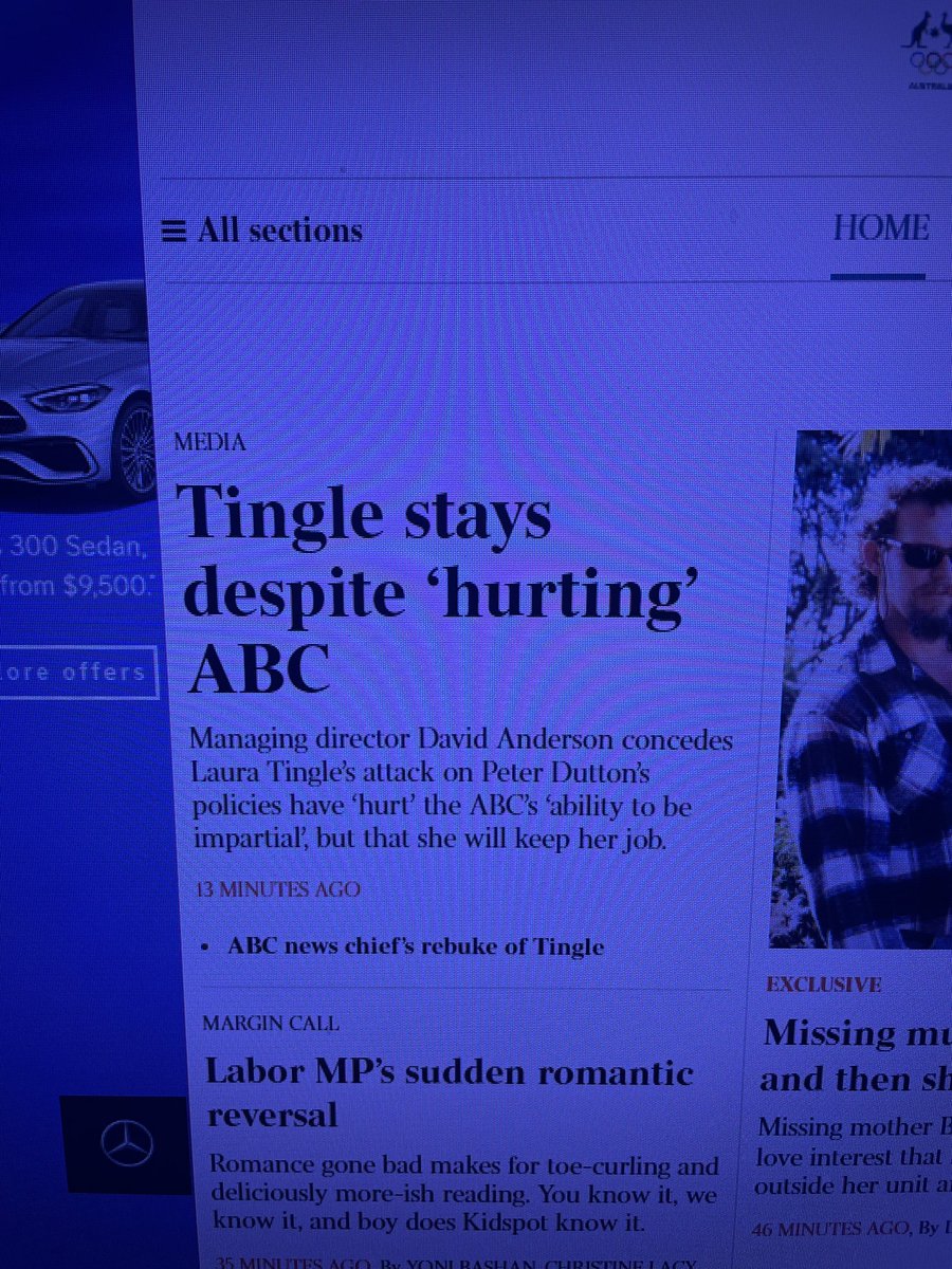 Surely there are bigger stories to lead The Australian’s website than Laura Tingle. Media obsessed with media, plus a ridiculous News Corp pile on after 100+ years of Murdoch family hatred towards the ABC.