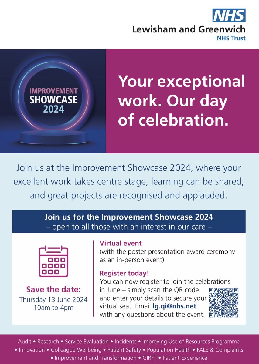 We are now counting down to our “Improvement Showcase 2024”. You can register to join the celebrations in June via this link: bit.ly/4dljOaY
#QiTwitter