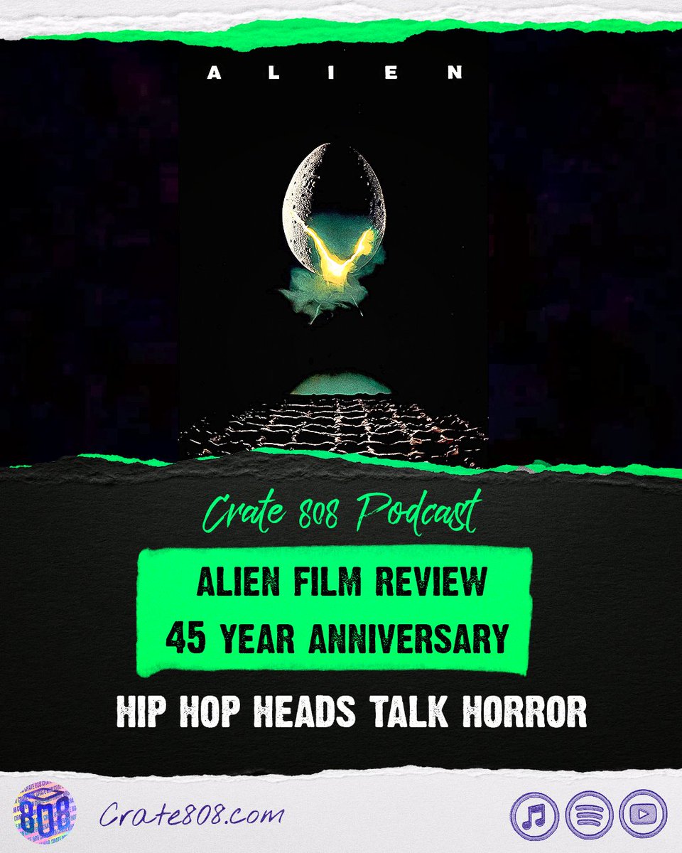 Crate 808 (@crate808) on Twitter photo 🚨 NEW EPISODE 🚨
Hip Hop Heads Talk Horror is back, celebrating 45 years of Alien - a true sci-fi horror monument 🛸
<a href="/mykectown/">Myke C-Town Ⓥ</a> <a href="/Alaska_Atoms/">ThatrapperALASKA</a> <a href="/thobbsjourno/">Thomas Hobbs</a> bring the ruckus, with special contributions from Cryptic One and <a href="/shotguntheaux/">Shotgun The Aux</a>'s Tom Comey 📲 linktr.ee/Crate808 🚨 NEW EPISODE 🚨
Hip Hop Heads Talk Horror is back, celebrating 45 years of Alien - a true sci-fi horror monument 🛸
<a href="/mykectown/">Myke C-Town Ⓥ</a> <a href="/Alaska_Atoms/">ThatrapperALASKA</a> <a href="/thobbsjourno/">Thomas Hobbs</a> bring the ruckus, with special contributions from Cryptic One and <a href="/shotguntheaux/">Shotgun The Aux</a>'s Tom Comey 📲 linktr.ee/Crate808
