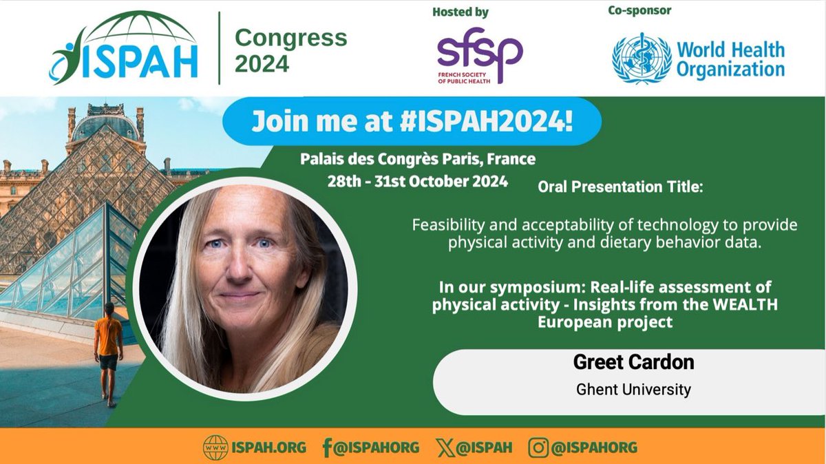 Looking forward to meet many colleagues at ISPAH Paris, where we present our WEALTH data! ⁦@PA_Health_UGent⁩ ⁦@JPI_HDHL_WEALTH⁩