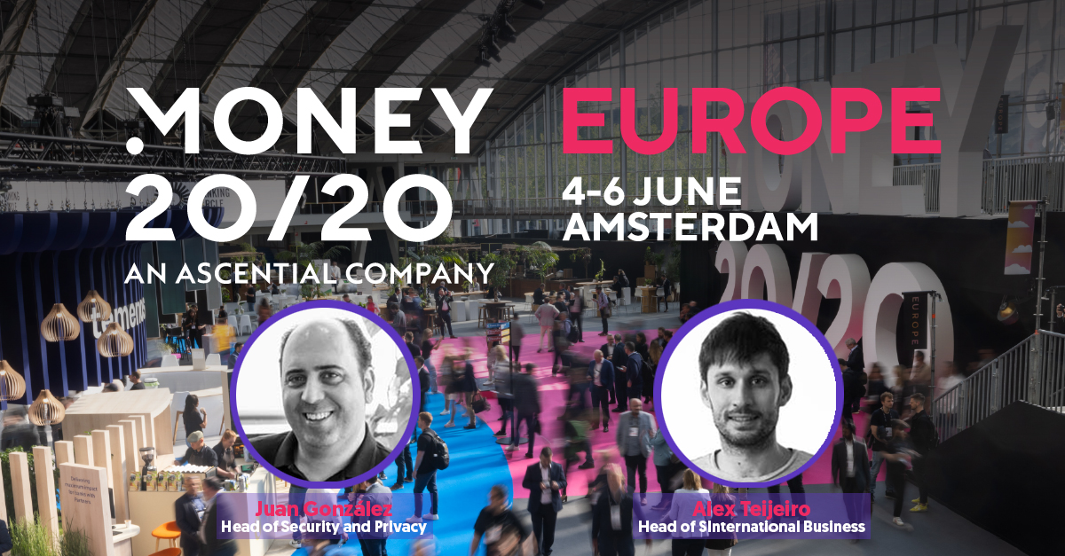 📢 Exciting News! We're thrilled to announce that our top cybersecurity experts, Juan González y Alex Teijeiro will be attending @money2020 next week!  Our team will be showcasing our cutting-edge solutions for banking and fintech: #KeyConnect #SafeGate #IDHub #Valida #Money2020