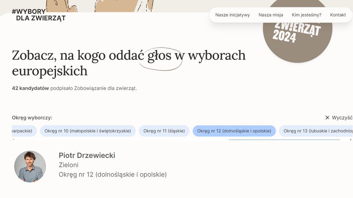 Podpisałem się pod „Zobowiązaniem dla zwierząt”. Należy zrobić wszystko, żeby poprawić los wszystkich zwierząt. W Parlamencie Europejskim będę pracował na ich rzecz. 💚 - 🌻 Piotr Drzewiecki, nr 7, lista nr 5 KO/Zieloni, okręg nr 12 - woj. dolnośląskie i opolskie