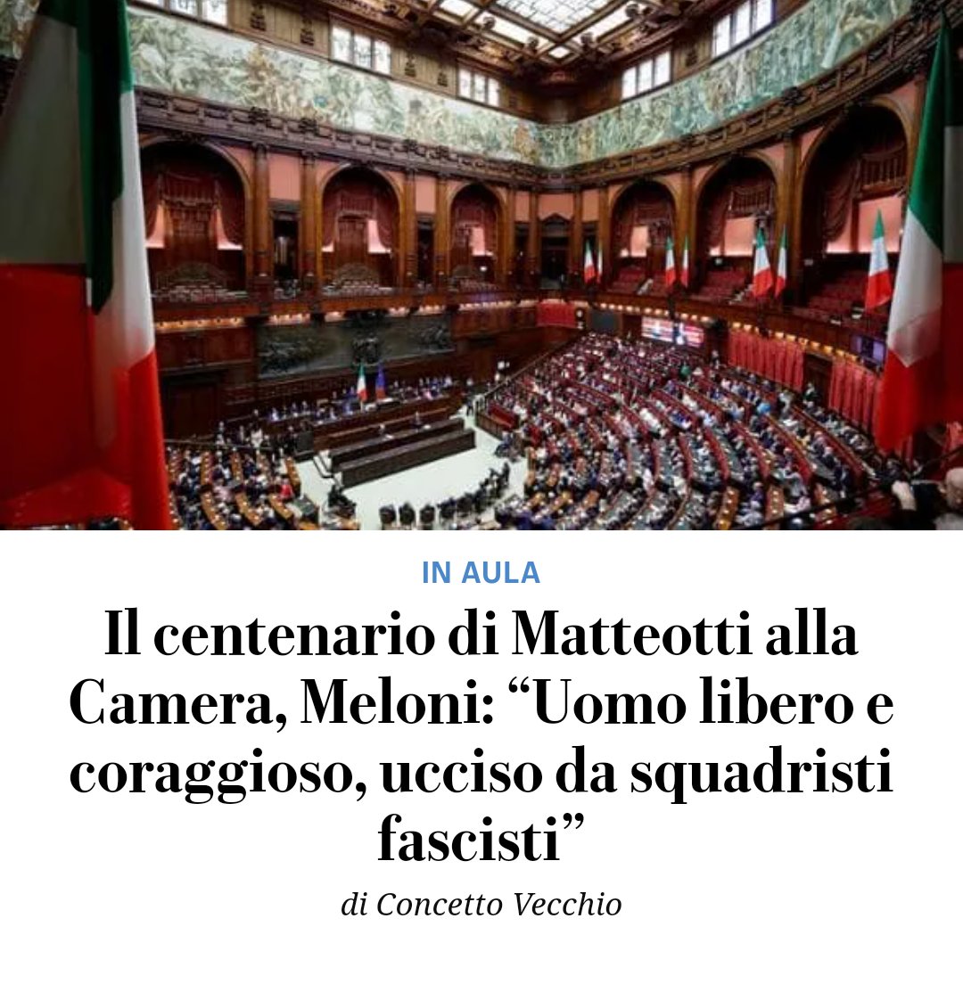 Condivido ogni parola della Premier #Meloni. #matteotti .