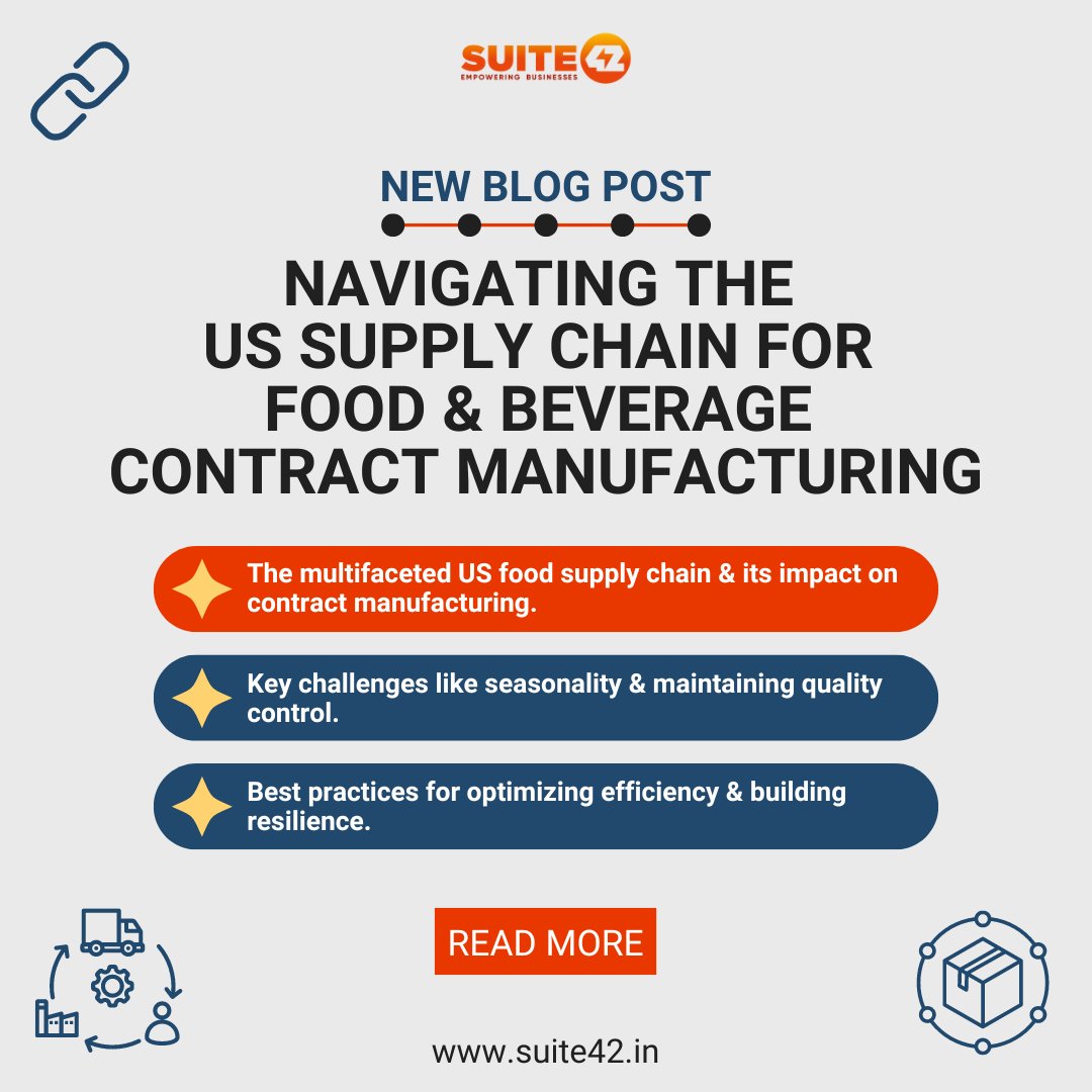 42Suite's tweet photo. US #Food &amp; #Beverage #Brands: Master Your #SupplyChain! Struggling with the complexities of the #USA supply chain? Discover key challenges, best practices, &amp; how #Suite42 can help with expertise and transparency. 
Read more: https://t.co/SxgR1yNQI5 🔗 #SupplyChainManagement https://t.co/OZQFyk38Hq