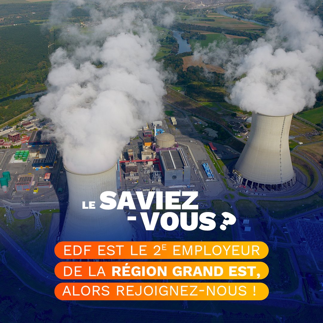 📣 Rejoignez EDF en <a href="/regiongrandest/">Région Grand Est</a> 👍

CDI, alternances, stages, ... 1600 recrutements pour 2024 ⚡

Pour rejoindre le groupe EDF, rendez-vous sur le site EDF Recrute 👉 urlr.me/R7jm2

<a href="/edfrecrute/">EDF Recrute</a>