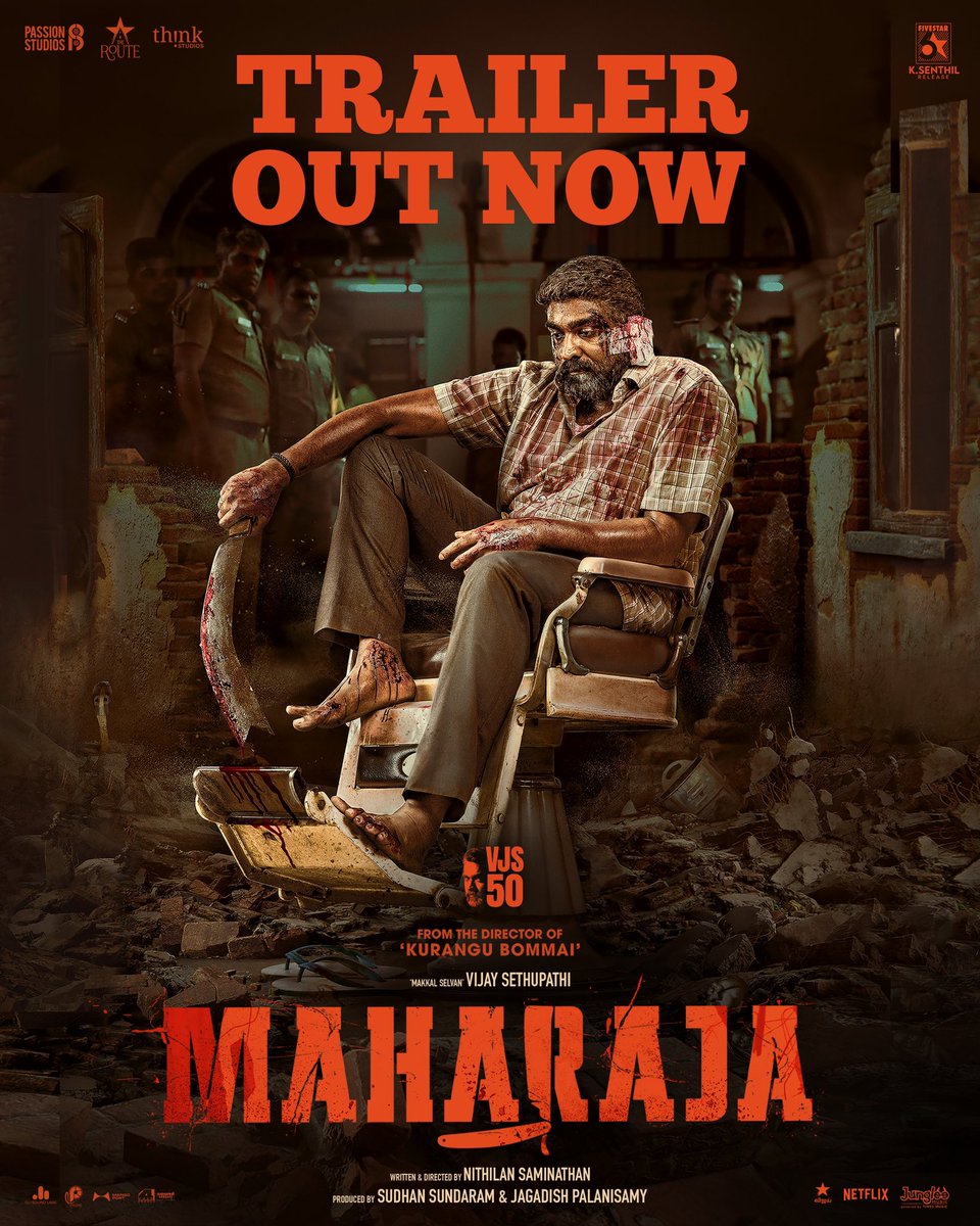 #MaharajaTrailer out now Tamil: youtu.be/z37hCm4eges Telugu: youtube.com/watch?v=2yRxit… Written and Directed by @Dir_Nithilan @anuragkashyap72 @mamtamohan @Natty_Nataraj @Abhiramiact @AjaneeshB @Philoedit @DKP_DOP @Selva_ArtDir @rajakrishnan_mr @ActionAnlarasu