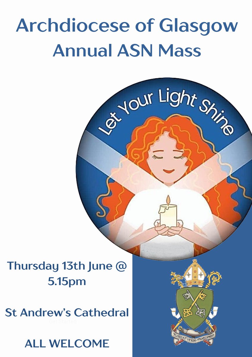 RE Office (@rercag) on Twitter photo Archbishop Nolan will celebrate the annual Mass for pupils with additional support needs on Thursday 13th June 2024 at 5.15pm in St Andrew's Cathedral, Glasgow. All are welcome.
<a href="/ArchdiocGlasgow/">Archdiocese of Glasgow</a> <a href="/GlasgowSPRED/">Glasgow SPRED</a> #LetYourLightShine Archbishop Nolan will celebrate the annual Mass for pupils with additional support needs on Thursday 13th June 2024 at 5.15pm in St Andrew's Cathedral, Glasgow. All are welcome.
<a href="/ArchdiocGlasgow/">Archdiocese of Glasgow</a> <a href="/GlasgowSPRED/">Glasgow SPRED</a> #LetYourLightShine