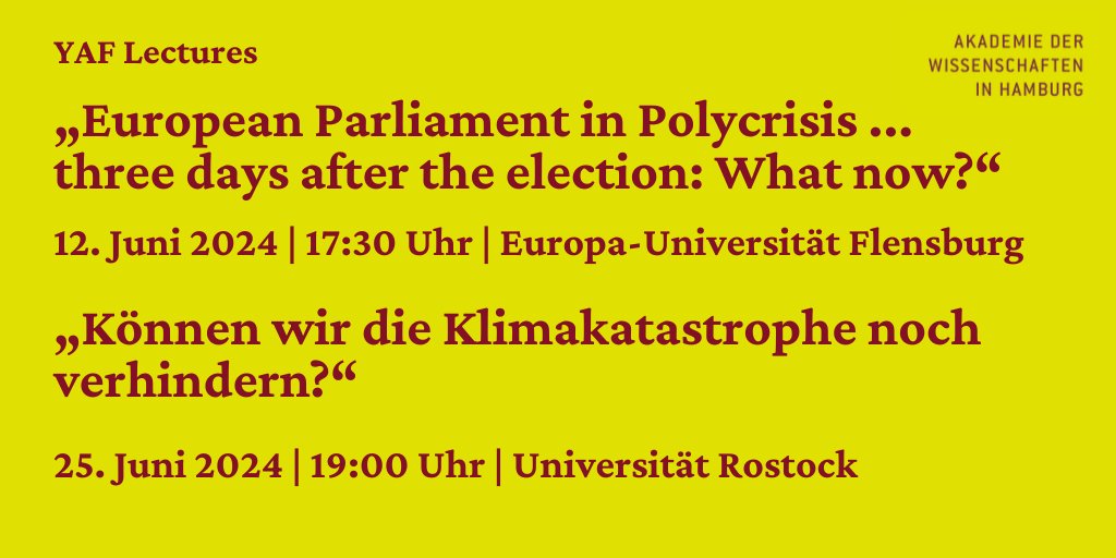 Akademie der Wissenschaften in Hamburg (@awhamburg) on Twitter photo Unsere Young Academy Fellows organisieren die neue Reihe #YAFLectures:
📌Auftakt am 12.06.24 @icesEUF mit #Podiumsdiskussion zum Ausgang der #Europawahl
📌Am 25.06.24 #Vortrag v. #AdWHH-Präsident + Klimaforscher #MojibLatif <a href="/unirostock/">Universität Rostock</a> zum #Klimawandel🌍
awhamburg.de/aktuell/presse… Unsere Young Academy Fellows organisieren die neue Reihe #YAFLectures:
📌Auftakt am 12.06.24 @icesEUF mit #Podiumsdiskussion zum Ausgang der #Europawahl
📌Am 25.06.24 #Vortrag v. #AdWHH-Präsident + Klimaforscher #MojibLatif <a href="/unirostock/">Universität Rostock</a> zum #Klimawandel🌍
awhamburg.de/aktuell/presse…