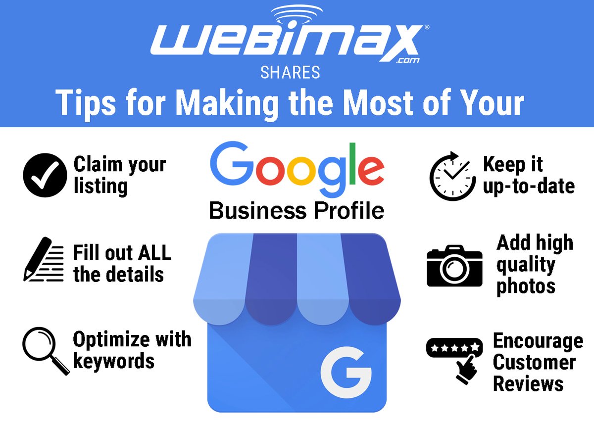 Don't miss out on local customers! Your #GoogleBusines Profile (GBP) is key 🔑 to getting found by your local audience on Google Search &amp; Maps.🗺️ Let WebiMax manage your #GBP and watch your local visibility soar! 🚀🌟 #SEO #WebiMax #DigitalMarketing #OnlineMarketing #Marketing
