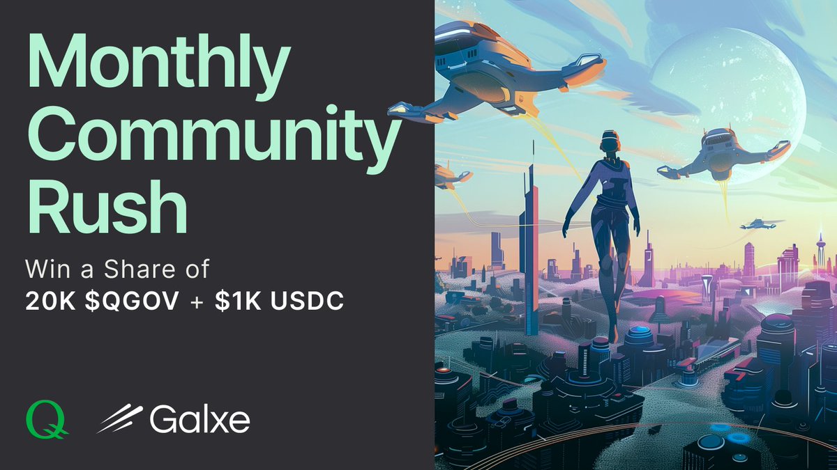 Q Blockchain (@qblockchain) on Twitter photo Q Community Rush is Live!
Explore <a href="/QBlockchain/">Q Blockchain</a> and Get Rewarded!
🎁Win a share of 20,000 $QGOV and $1,000 USDC by joining Q's social channels and spreading the word about Q.
Start now at 👉app.galxe.com/quest/QProtoco…
#Galxe #airdropalert #galxe #galxequest #galxehunter Q Community Rush is Live!
Explore <a href="/QBlockchain/">Q Blockchain</a> and Get Rewarded!
🎁Win a share of 20,000 $QGOV and $1,000 USDC by joining Q's social channels and spreading the word about Q.
Start now at 👉app.galxe.com/quest/QProtoco…
#Galxe #airdropalert #galxe #galxequest #galxehunter