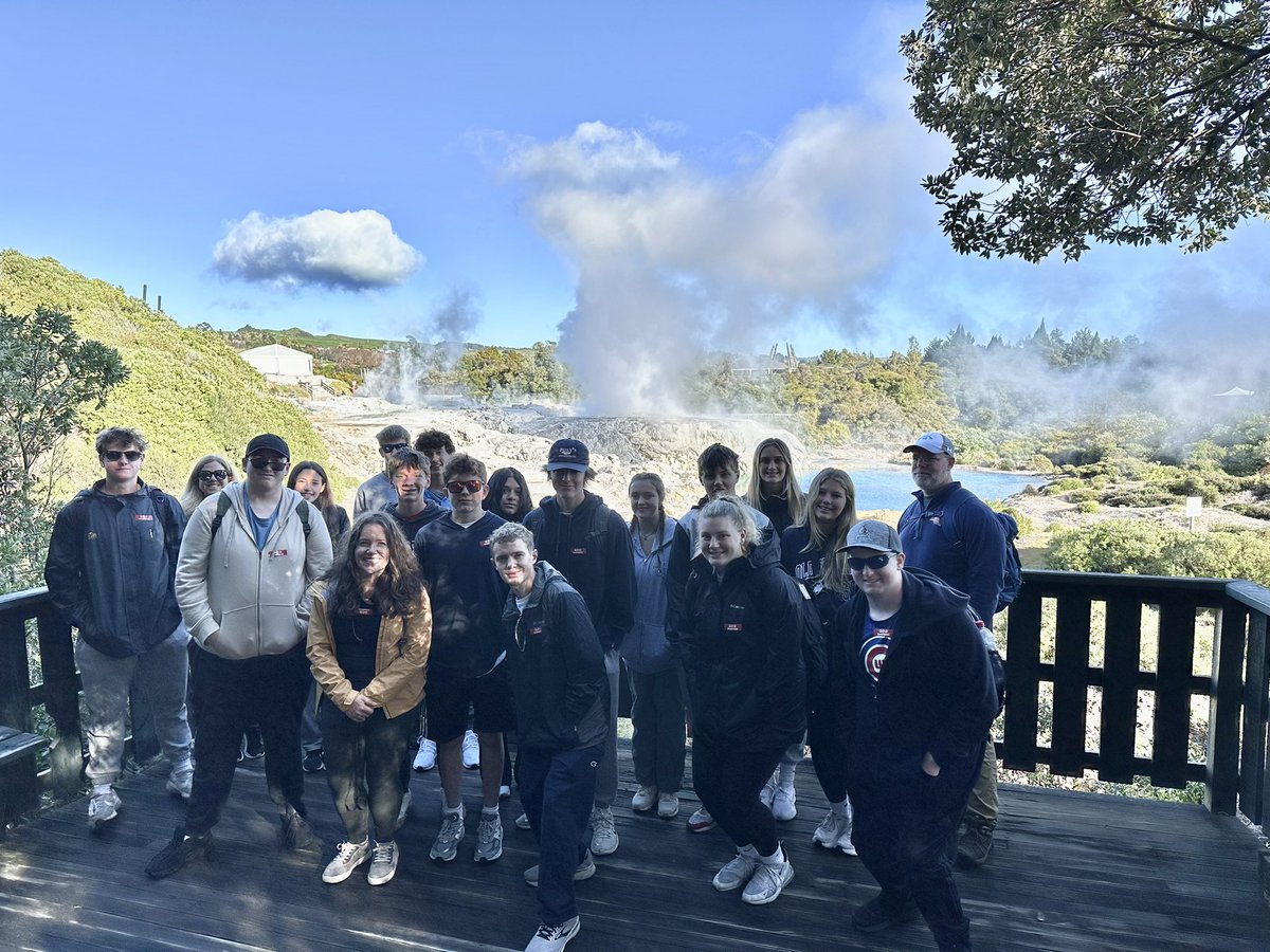 We visited the Maori village in Rotorua &amp; got a chance to see their big geothermal geyser.  We even ate corn cooked in geothermal HOT water.  Very busy day today!!