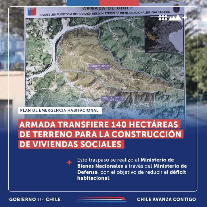 Gracias por esto @Armada_Chile, cientos de chilenos tendrán sus hogares gracias a este gesto.  @MinisterioBBNN #PlanEmergenciaHabitacional