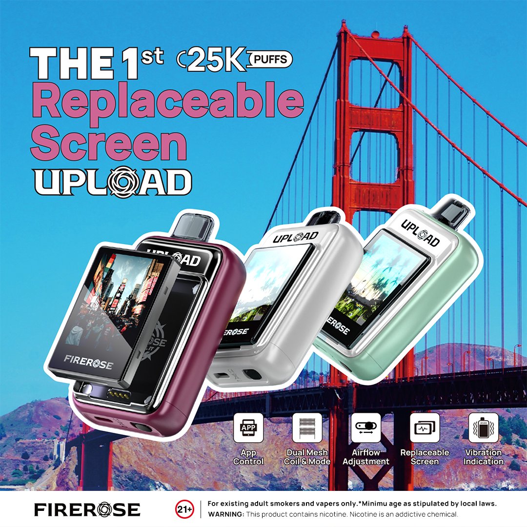 The 1st replaceable screen vape - UPLOAD!
.
Replace the screen to a new pod, reducing costs and keeping cheerful moments.
📷Upload photos through the app and make it your new way to take beautiful moments.
.
#fireroseupload #firerose #firerosetech #vape