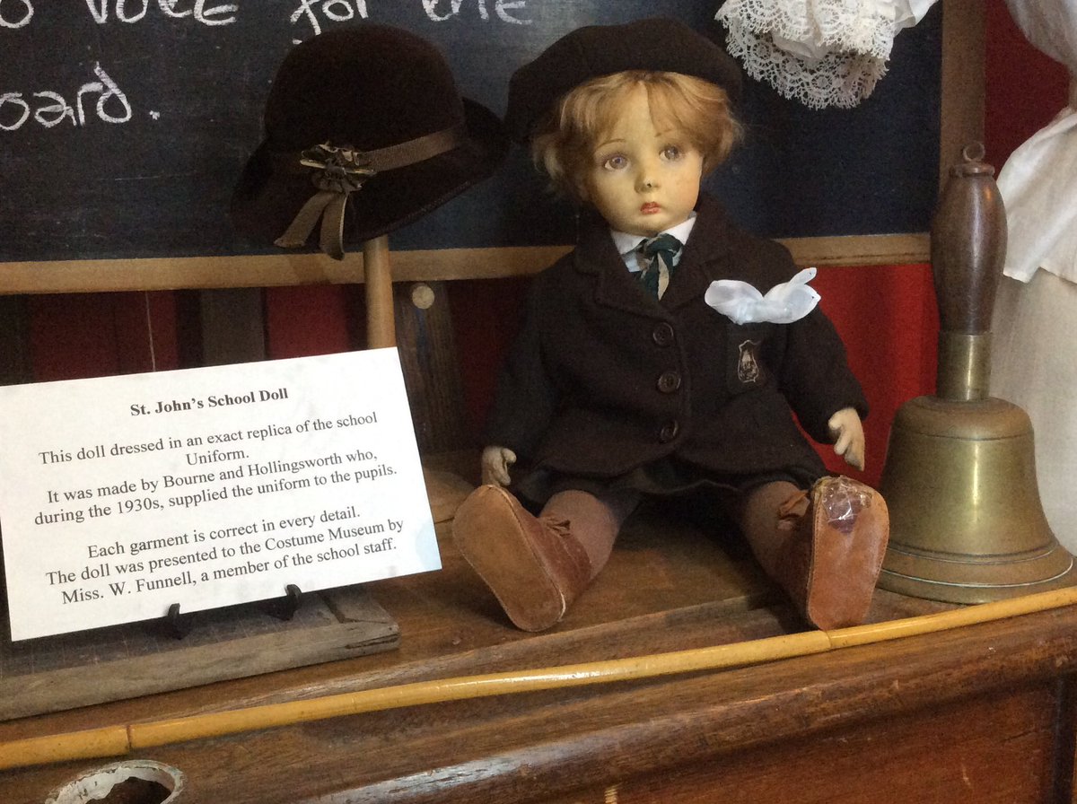 St. John’s School doll. This doll is dressed in an exact replica of the school uniform. Made by Bourne & Hollingsworth who, during the 1930s, supplied the uniform to the pupils. Each garment is correct in every detail. 
#Bexhill #School #History