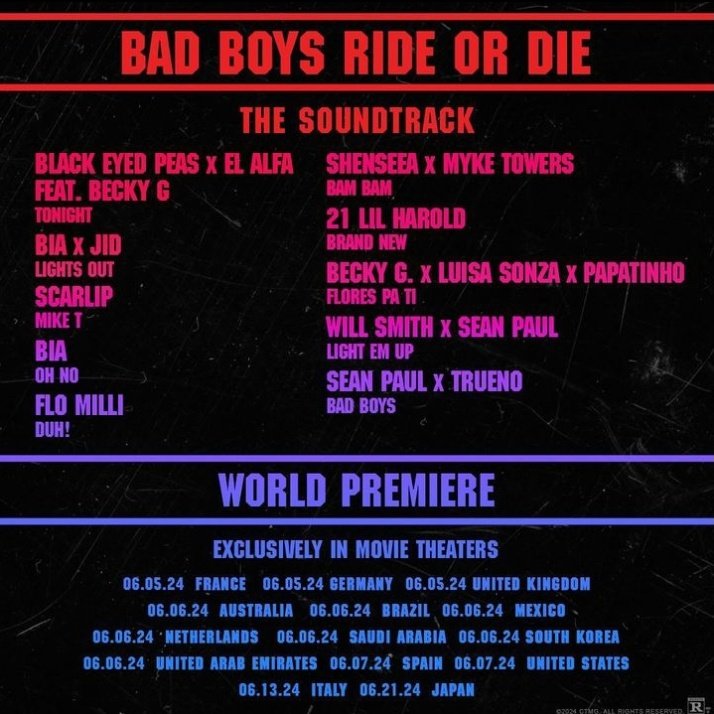 .@BIABIA's upcoming track 'LIGHTS OUT' Ft. @JIDsv will be featured on the soundtrack for 'Bad Boys: Ride or Die' releasing June 7th!

— 🔗 to pre-save: forms.sonymusicfans.com/campaign/bia-l…