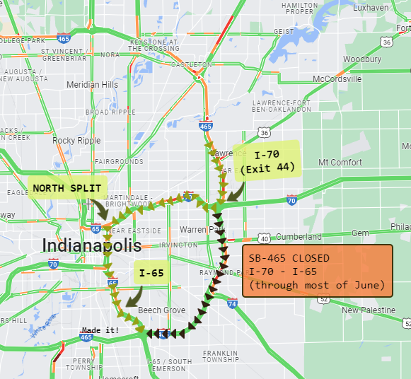 I-465 Closure, Official Reroute Getting around the SB-465 closure from ...