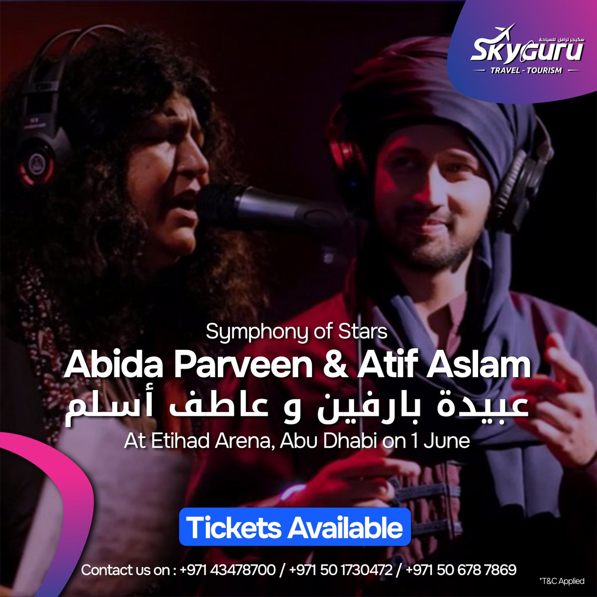 🎶 Get ready for an unforgettable night with Abida Parveen and Atif Aslam live at Etihad Arena, Abu Dhabi! 🌟 Join us on June 01 for amazing music and incredible performances. 🎤

Grab your tickets now and be part of this magical evening!

#Dubai #dubaievents #mydubai #atifaslam