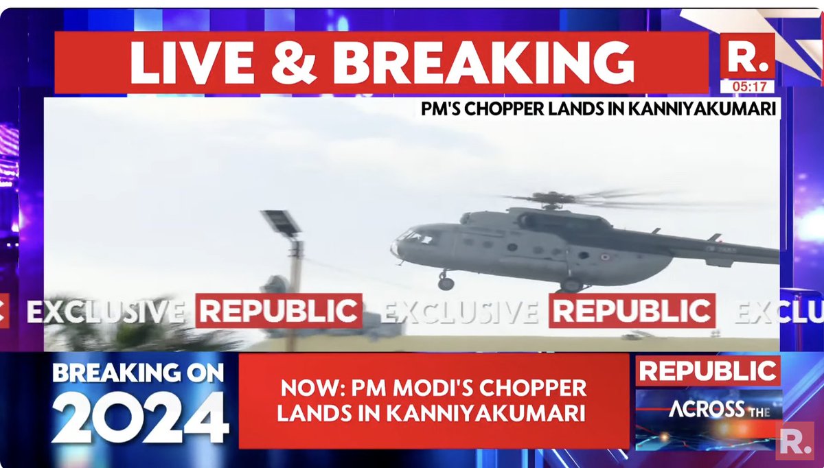 #LIVE | PM Modi's chopper lands in Kanyakumari to undertake 48-hour meditation at Dhyan Mandapam at Vivekananda Rock Memorial Tune in here - youtube.com/watch?v=v2uhs8…