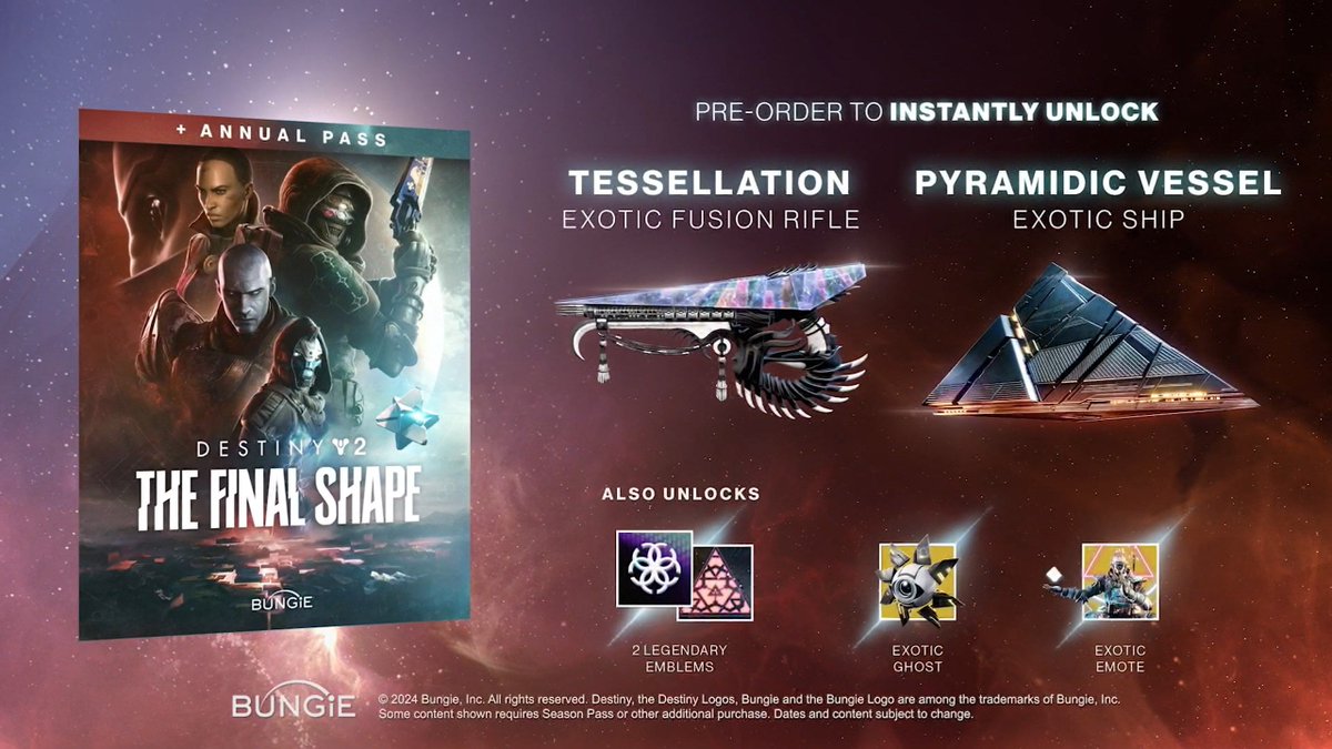 Destiny 2 The Final Shape Giveaway

Eyes up, Guardians! We teamed up with #GMG to give you a chance to win your copy of Destiny 2 The Final Shape + Annual Pass for PC. Enter to win:

Follow: @thedestinyshow 
Follow: @GreenManGaming 
Like + Repost

Ends 12pm ET on 6/4. Good luck.