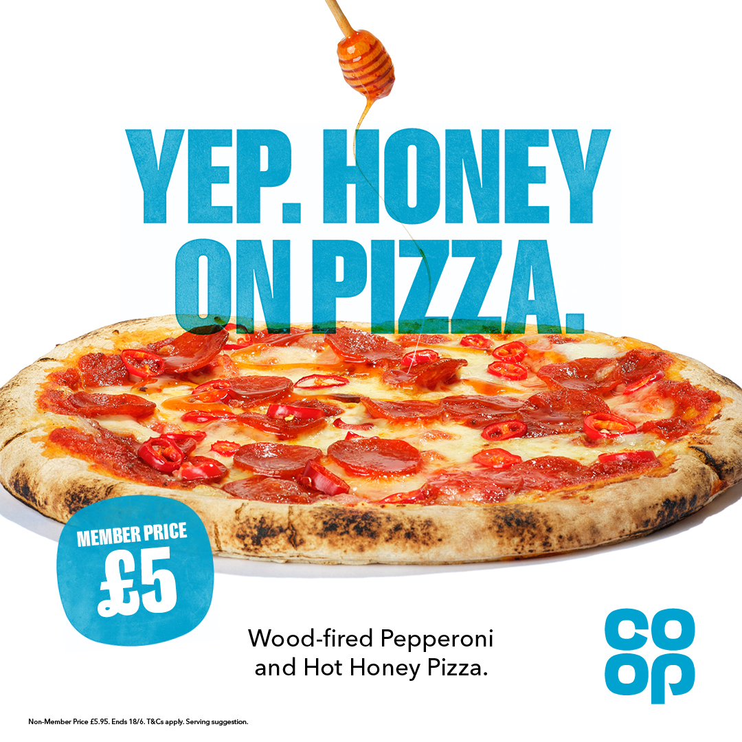 Brand new Pepperoni and Hot Honey Pizza, available now in your local Co-op store 😍 🍯 🍕

Co-op Members save more this summer, sign up here if you're not yet a member: coop.co.uk/membership