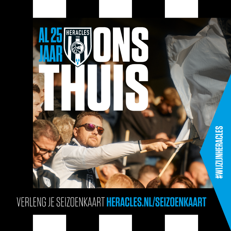 HeraclesAlmelo's tweet photo. 𝗗𝗲 𝗹𝗮𝗮𝘁𝘀𝘁𝗲 𝗱𝗮𝗴 𝗼𝗺 𝘁𝗲 𝘃𝗲𝗿𝗹𝗲𝗻𝗴𝗲𝗻 🖤🤍 

Verleng jouw seizoenkaart vandaag en verzeker jouw plek in het stadion voor het nieuwe seizoen! 

Ga naar https://t.co/0lbTnajgXo of kom langs in onze FanServiceShop!

#OnsThuis #WijZijnHeracles