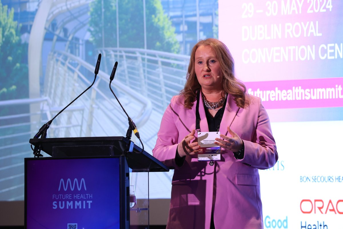 Dr Mairead O’Riordan @CUH_Cork 'CUMH is 1st fully digital hospital in Ireland; we are the pilot site for MNCMS, currently pilot site for the new HSE App.' @InvestnetEvents #FHSummit24