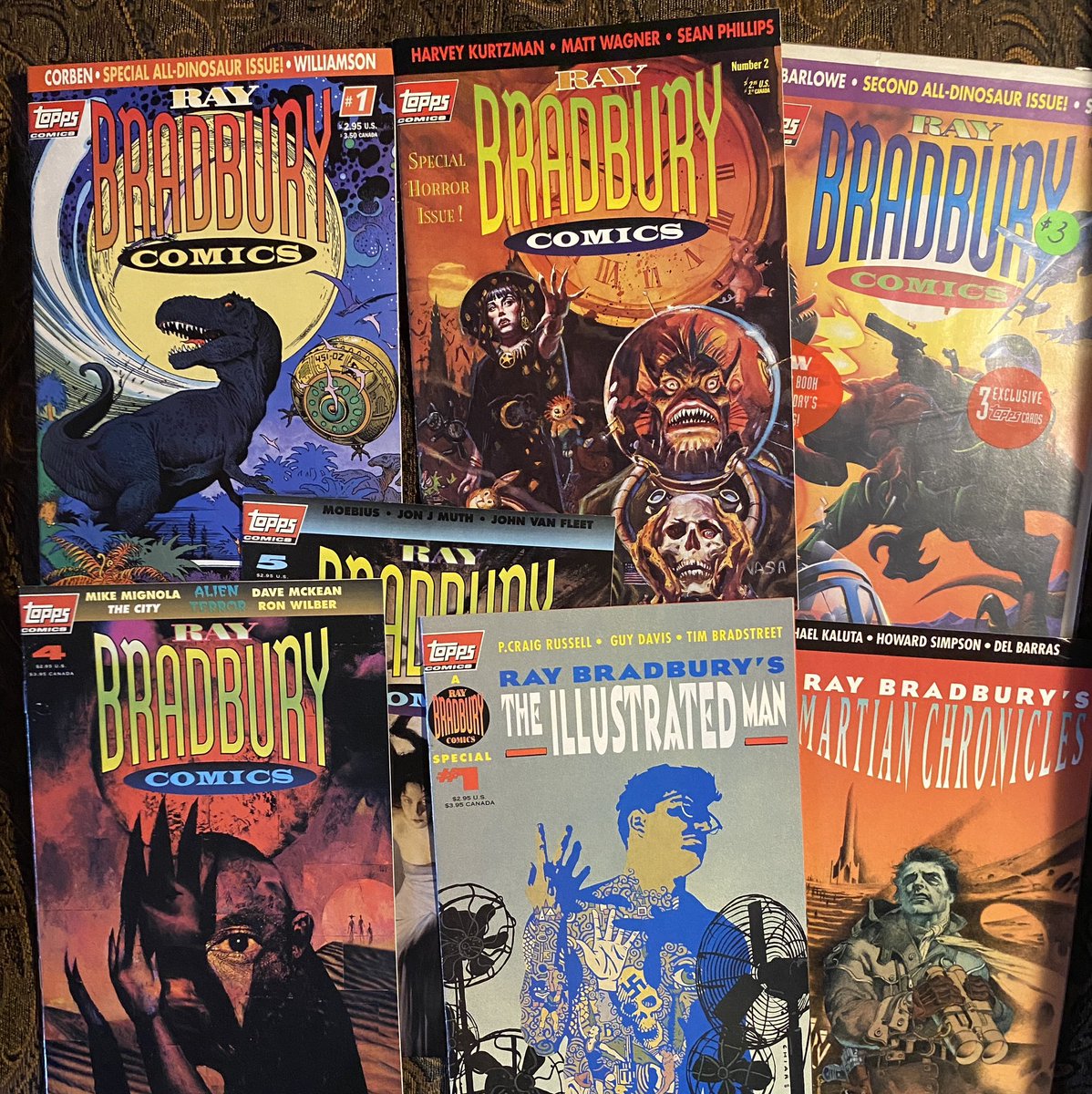 Finding that copy of “Ray Bradbury Comics” #3 nearly completes my collection of this early 1990s Topps Comics series. There were 5 regular issues, and three special issues. Only “Tales of Terror” is missing. This series did an excellent job of adapting the stories, faithfully.