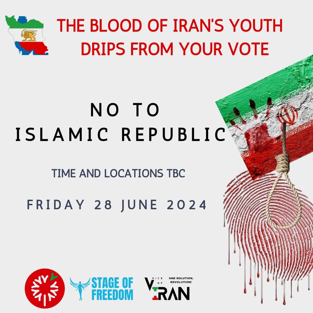Participation in circus of elections under the 'Islamic Republic Regime' is endorsing #rape, #murder, #gender_apartheid, #execution, and the #suppression of all forms of freedom. Join us in standing up against this unjust dictatorship.
#NoToIslamicRegimeInIran
#WomanLifeFreedom