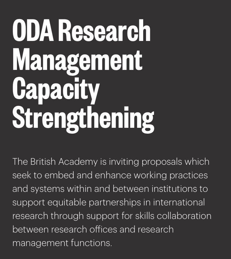 International research partnerships have been disrupted in recent years. So I’m pleased @BritishAcademy_ is offering up to £50k to help research offices / management functions build equitable partnerships for international research collaboration thebritishacademy.ac.uk/funding/oda-re…