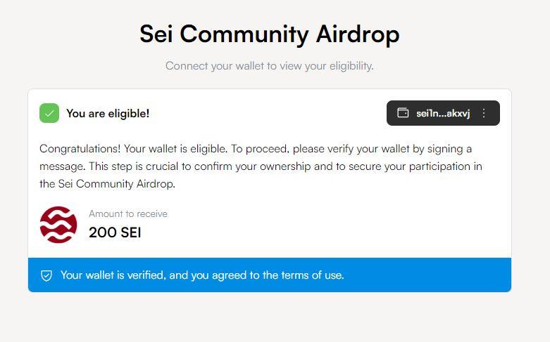 Sei Network Community Airdrop
Airdrop 2 rewards users for their involvement in securing Sei via staking and liquid staking, along with collectors of the top NFT communities.

👁‍🗨  Register : airdrop-sel.io

Criteria ⤵️
 Minimum 42 Staked $SEI
 Liquid Stakers
 NFT